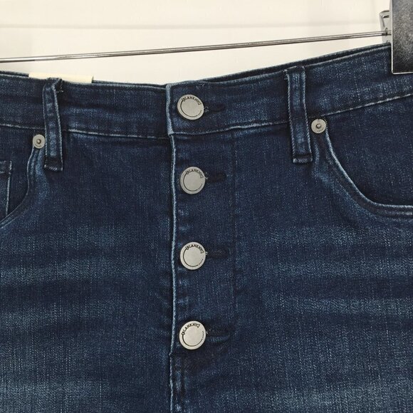 BlankNYC Lenox high-rise denim jean shorts raw edge button fly blue new 30 - Picture 2 of 5